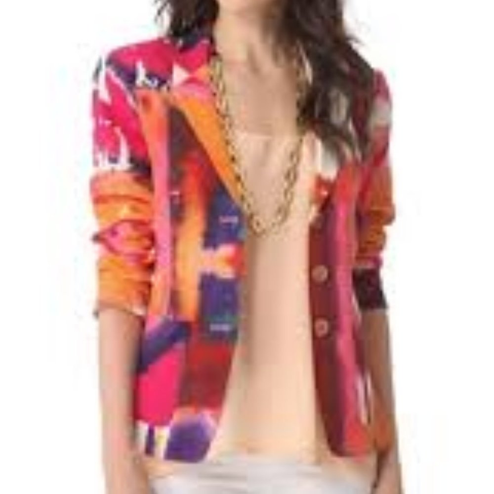 Rachel Roy Women's Silk Multi Colored Blazer Jacket Msrp $398.00